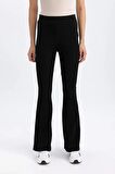 DeFactoFit Flare Fit İspanyol Paça Standart Boy Ribana Pantolon B9023AX24SMBK81