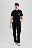 DeFacto Slim Fit Dar Kesim Bisiklet Yaka Baskılı Kısa Kollu Tişört C2132AX24SMBK81
