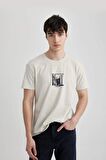 DeFacto Slim Fit Dar Kesim Bisiklet Yaka Baskılı Kısa Kollu Pamuklu Tişört C2133AX24SMGR437