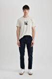 DeFacto Slim Fit Dar Kesim Bisiklet Yaka Baskılı Kısa Kollu Pamuklu Tişört C2133AX24SMGR437