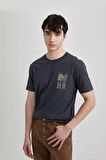 DeFacto %100 Pamuk Slim Fit Dar Kesim Bisiklet Yaka Baskılı Kısa Kollu Tişört C2131AX24SMAR231
