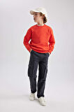DeFacto Erkek Çocuk Bisiklet Yaka Basic Düz Sweatshirt B7772A8NSOG594