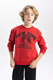DeFacto Erkek Çocuk Bisiklet Yaka Baskılı Sweatshirt B7822A8NSBR66