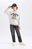 DeFacto Erkek Çocuk Bisiklet Yaka Baskılı Sweatshirt B7822A8NSGR400