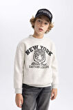 DeFacto Erkek Çocuk Bisiklet Yaka Baskılı Sweatshirt B7822A8NSGR400