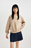 DeFacto Coool Oversize Geniş Kalıp Bisiklet Yaka Kalın Basic Düz Sweatshirt A4177AX23WNBG708