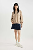 DeFacto Coool Oversize Geniş Kalıp Bisiklet Yaka Kalın Basic Düz Sweatshirt A4177AX23WNBG708