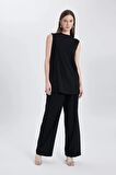 DeFacto Regular Fit Bisiklet Yaka Kolsuz Basic Düz Tunik A8352AX24SPBK27