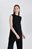 DeFacto Regular Fit Bisiklet Yaka Kolsuz Basic Düz Tunik A8352AX24SPBK27