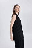 DeFacto Regular Fit Bisiklet Yaka Kolsuz Basic Düz Tunik A8352AX24SPBK27