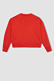 DeFacto Kız Çocuk Crop Bisiklet Yaka Baskılı Sweatshirt B9934A824SPRD274