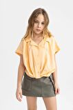 DeFacto Kız Çocuk Cropped Fit Kısa Kollu Gömlek B5063A824SMOG295