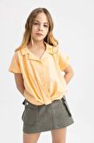 DeFacto Kız Çocuk Cropped Fit Kısa Kollu Gömlek B5063A824SMOG295