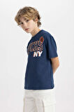 Erkek Çocuk NBA New York Knicks Oversize Fit Bisiklet Yaka Kısa Kollu Tişört