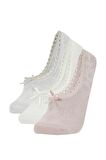 DeFacto Kadın Aplike 3'lü Pamuklu Babet Çorap B6057AXNSSF1