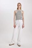 DeFacto Slim Fit Çizgili Halter Yaka Fitilli Kaşkorse Atlet C3119AX24SPER105