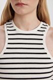 DeFacto Slim Fit Çizgili Halter Yaka Fitilli Kaşkorse Atlet C3119AX24SPER105