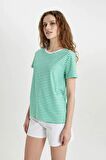 DeFacto Regular Fit Bisiklet Yaka Çizgili Kısa Kollu Tişört C2613AX24SPGN689