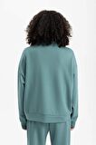 DeFactoFit Oversize Geniş Kalıp Fermuarlı Dik Yaka Baskılı Sporcu Sweatshirt B4572AX24SPGN1191