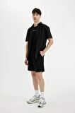 DeFacto Slim Fit Dar Kesim Dar Paça Cepli Basic Düz Şort B8673AX24SMBK81