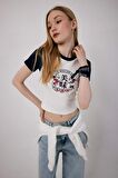 DeFacto Coool Disney Mickey & Minnie Fitted Fitilli Kaşkorse Kısa Kollu Tişört C3787AX24SMWT32