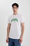 DeFacto Slim Fit Dar Kesim Bisiklet Yaka Baskılı Kısa Kollu Tişört B8476AX24SMWT34