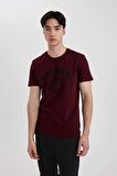 DeFacto Slim Fit Dar Kesim Bisiklet Yaka Baskılı Kısa Kollu Tişört B8477AX24SMBR148
