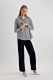 DeFacto Oversize Fit Poplin Uzun Kollu Çizgili Gömlek W7702AZ24SPNV42