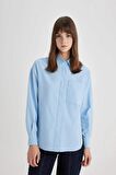 DeFacto Relax Fit Poplin Uzun Kollu Tesettür Gömlek Tunik C2538AX24SPBE316