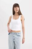 DeFacto Slim Fit Dar Kesim U Yaka Basic Düz Atlet C2622AX24SPWT34