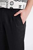 DeFacto Normal Kesim Crop Keten Yazlık Kumaş Pantolon Duble Paça Cepli C1826AX24SMBK27