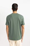 DeFacto New Regular Fit Bisiklet Yaka Basic Düz %100 Pamuk Kısa Kollu Tişört V7699AZ24SPGN850