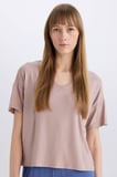 DeFacto Regular Fit V Yaka Casual Kısa Kollu Pijama Üstü B6181AX24SPBN502