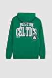 DeFactoFit NBA Boston Celtics Standart Fit Kapüşonlu Kalın Sweatshirt A7277AX23AUGN1037