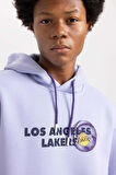 DeFactoFit NBA Los Angeles Lakers Boxy Fit Kapüşonlu Kalın Sweatshirt A7283AX23AUPR215