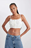 DeFacto V Yaka Askılı Crop Bluz B2170AX23HSER105
