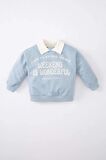 Erkek Bebek Regular Fit Gömlek Yaka Slogan Baskılı Sweatshirt Kumaşı Sweatshirt