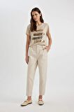 DeFacto Paperbag Gabardin Kumaş Pantolon Yüksek Bel Cepli Basic Düz Standart Paça S2790AZ24SMBG702