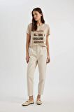 DeFacto Paperbag Gabardin Kumaş Pantolon Yüksek Bel Cepli Basic Düz Standart Paça S2790AZ24SMBG702