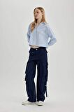 DeFacto Coool Wide Leg Geniş Paça Kargo Gabardin Pantolon B5690AX24SPNV241