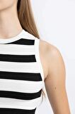 DeFacto Coool Slim Fit Dar Kesim Bisiklet Yaka Çizgili Triko Atlet A8242AX24SPBK27