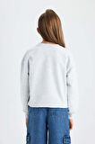 DeFacto Kız Çocuk Crop Bisiklet Yaka Sweatshirt B3708A823AUGR156
