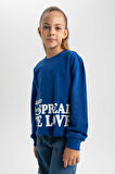 DeFacto Kız Çocuk Crop Bisiklet Yaka Sweatshirt B3708A823AUBE169
