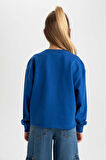 DeFacto Kız Çocuk Crop Bisiklet Yaka Sweatshirt B3708A823AUBE169