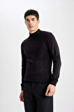 DeFacto Slim Fit Dar Kesim Yarım Balıkçı Yaka Basic Düz Triko Kazak R1127AZ24SPBK27