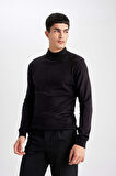 DeFacto Slim Fit Dar Kesim Yarım Balıkçı Yaka Basic Düz Triko Kazak R1127AZ24SPBK27