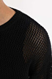 DeFacto Regular Fit Bisiklet Yaka Kroşe Delikli Triko Sweatshirt C0013AX23WNBK81