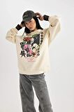 DeFacto Coool Oversize Fit Bisiklet Yaka Sırt Baskılı Kalın Sweatshirt B8652AX23WNER42