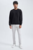 DeFacto Oversize Geniş Kalıp Bisiklet Yaka Kalın Basic Düz Sweatshirt T5139AZ23AUBK81