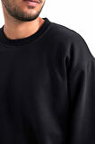 DeFacto Oversize Geniş Kalıp Bisiklet Yaka Kalın Basic Düz Sweatshirt T5139AZ23AUBK81
